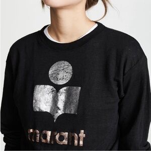Isabel Marant Etoile Black Logo Klowia 100% Linen Lightweight Pullover Sweater